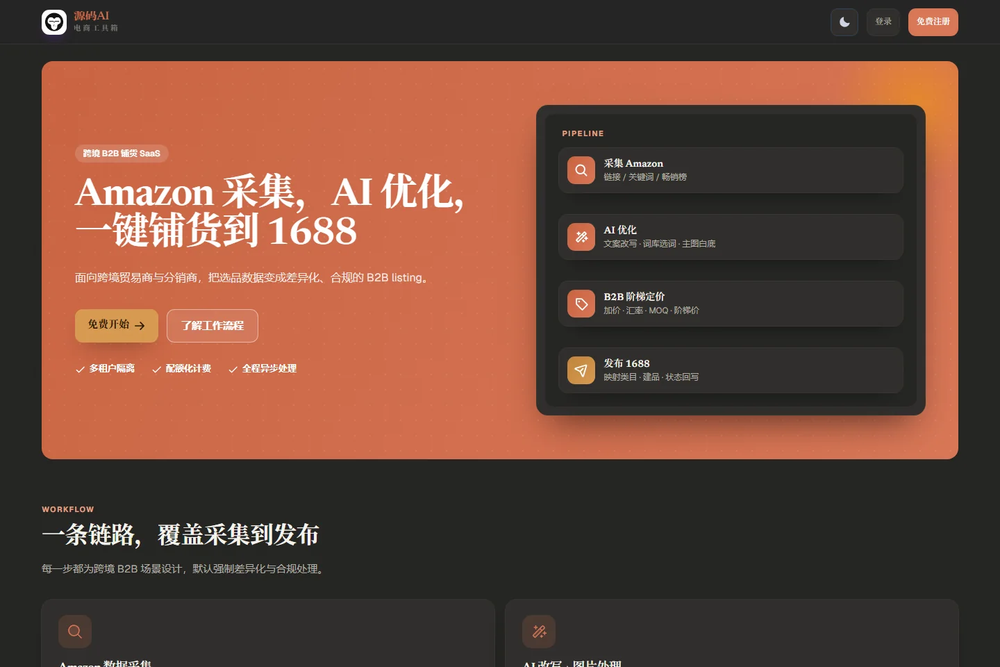 源码 AI 电商工具箱 产品页面
